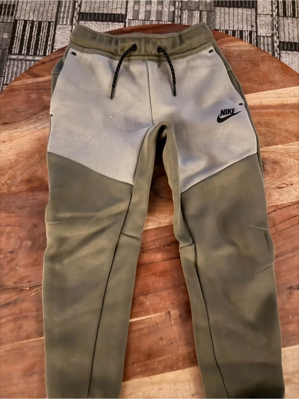 Nike Tech Boys Two-Tone Olive & Light Gray Jogger Pants